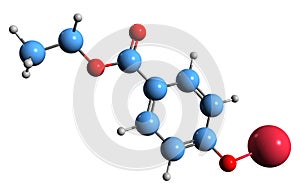 3D image of Etylparaben sodium skeletal formula photo