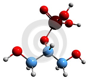 3D image of Glycerol 2-phosphate skeletal formula photo