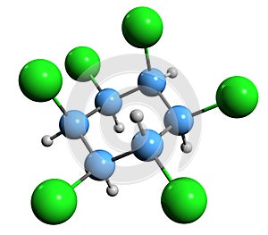 3D image of Hexachlorocyclohexane skeletal formula photo