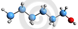 3D image of Hexanol skeletal formula