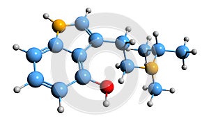3D image of 4-HO-MiPT skeletal formula photo