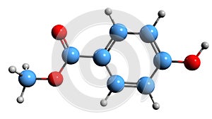 3D image of Hydroxybenzoic acid skeletal formula photo