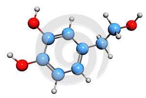 3D image of Hydroxytyrosol skeletal formula photo
