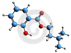 3D image of Isoamyl salicylate skeletal formula photo