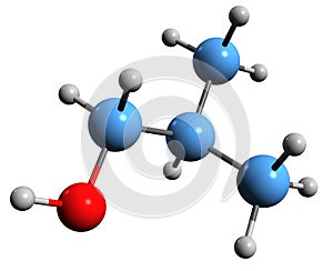 3D image of Isobutanol skeletal formula photo