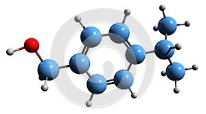 3D image of 4-Isopropylbenzyl alcohol skeletal formula photo