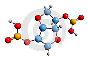3D image of Isosorbide dinitrate skeletal formula photo