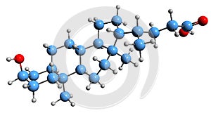 3D image of Lithocholic acid skeletal formula photo