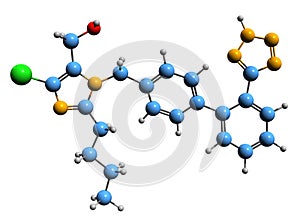 3D image of Losartan skeletal formula photo