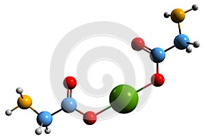 3D image of Magnesium glycinate skeletal formula photo