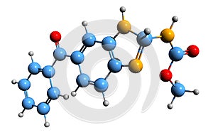 3D image of mebendazole skeletal formula photo