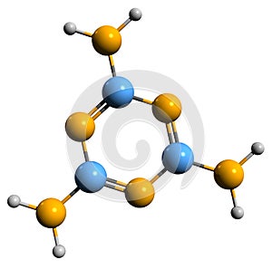 3D image of Melamine skeletal formula