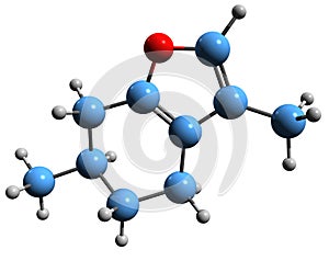 3D image of Menthofuran skeletal formula photo