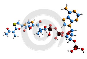 3D image of 2-Methylacetoacetyl-CoA skeletal formula photo