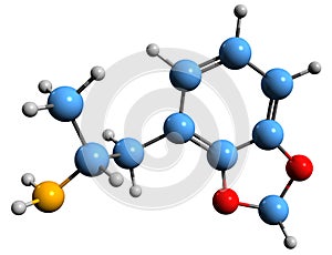 3D image of Methylenedioxyamphetamine skeletal formula photo