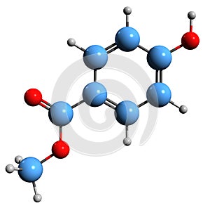 3D image of Methylparaben skeletal formula