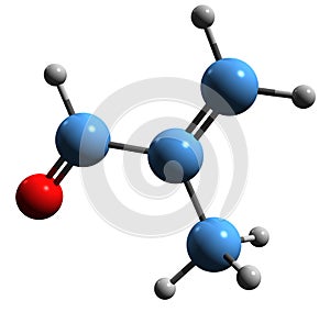 3D image of Methylpropenal skeletal formula