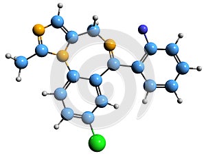 3D image of Midazolam skeletal formula photo