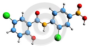 3D image of Niclosamide skeletal formula photo