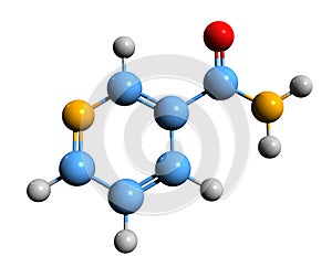 3D image of nicotinamide skeletal formula photo