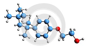 3D image of octylphenoxypolyethoxyethanol skeletal formula