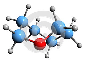 3D image of Oxepane skeletal formula photo