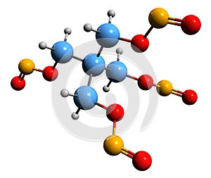 3D image of Pentaerythritol tetranitrate skeletal formula photo