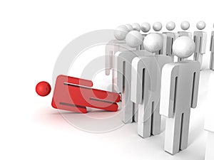 3d image of people symbols with one different special