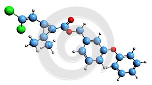 3D image of Permethrin skeletal formula photo