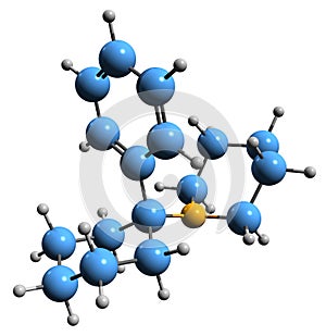 3D image of Phencyclidine skeletal formula photo