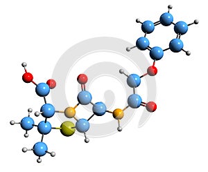 3D image of Phenoxymethylpenicillin skeletal formula photo