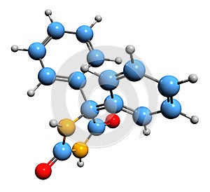 3D image of Phenytoin skeletal formula photo