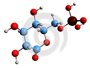 3D image of 6-phosphogluconolactone skeletal formula photo