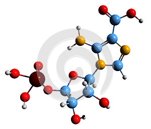 3D image of 5-Phosphoribosyl-4-carboxy-5-aminoimidazole skeletal formula photo