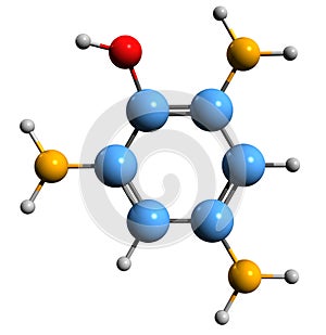 3D image of Picric acid skeletal formula photo