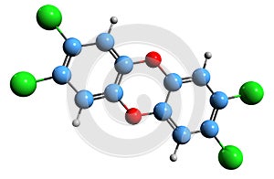 3D image of Polychlorinated dibenzodioxin skeletal formula photo