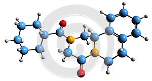 3D image of Praziquantel skeletal formula photo