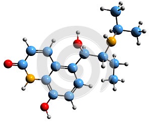 3D image of Procaterol skeletal formula photo
