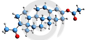 3D image of progesterone acetate skeletal formula