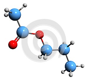 3D image of Propyl acetate skeletal formula photo