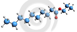 3D image of Propyl decanoate skeletal formula photo