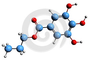3D image of Propyl gallate skeletal formula photo