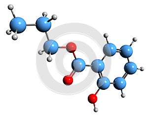 3D image of Propyl salicylate skeletal formula photo