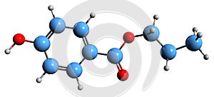 3D image of Propylparaben skeletal formula photo