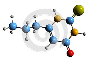 3D image of Propylthiouracil skeletal formula photo