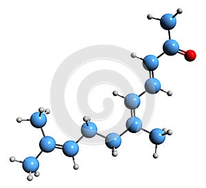 3D image of Pseudoionone skeletal formula photo