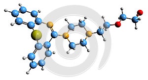 3D image of Quetiapine skeletal formula photo