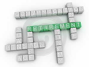 3d image Retirement word cloud concept