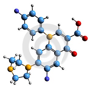 3D image of Sarafloxacin skeletal formula photo
