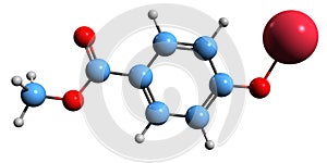 3D image of Sodium methylparaben skeletal formula photo